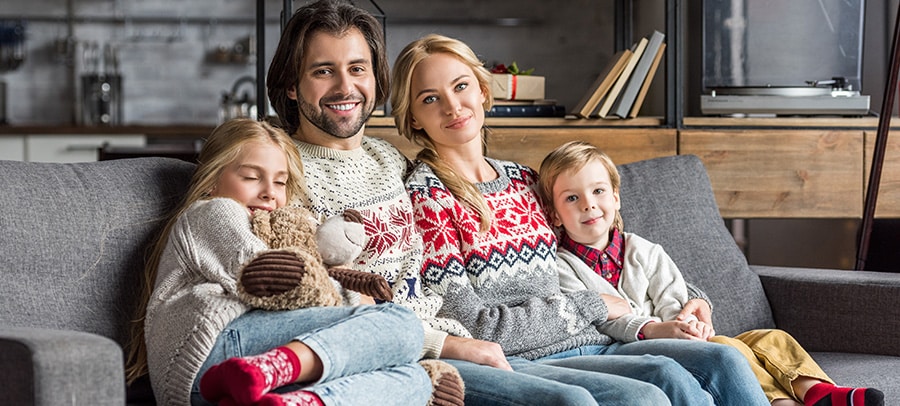 Family spending some quality time in the comfort of their home.